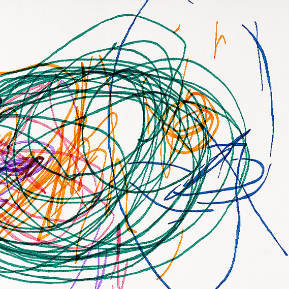 Mary Sue contemporary artist practicing drawing detail on paper color marker scribble childhood versus adulthood themarysueproject