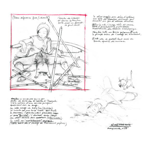 Mary Sue vidéos installations croquis dessin préparatoire olé olé vidéo performance immobile themarysueproject art