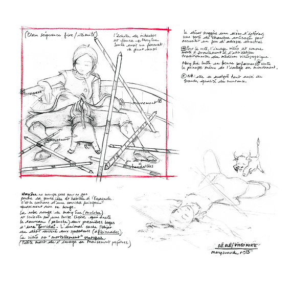 Mary Sue vidéos installations croquis dessin préparatoire olé olé vidéo performance immobile themarysueproject art