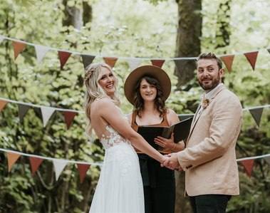 wedding in the woods
wedding in the forest
sun wolf wedding
boho wedding
cool wedding officiant
bride and groom
destination wedding
