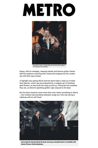 Stevie Nicks Harry Styles Metro UK Emilie Bardalou music photographer BST Hyde Park