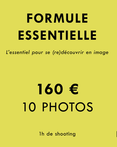 Présentation de la formule Essentielle : séance photo d'1 heure, 10 photos retouchées, 160 € – Ines Pochelu, photographe à Toulouse