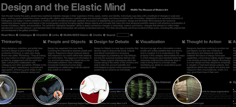Screenshot of MoMA's Design and the Elastic Mind website 