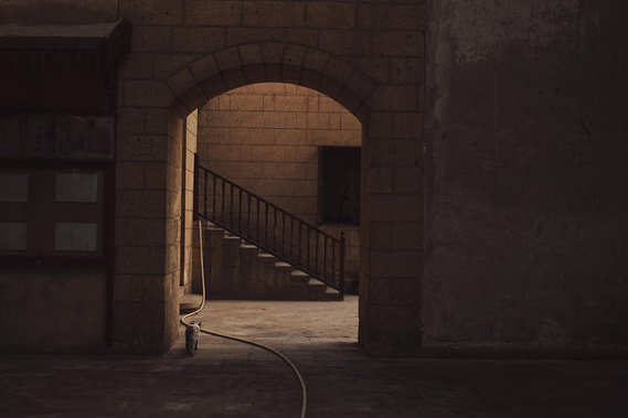 Cat walking down a dark hallway towards the light in Cairo, Egypt.
Eine Katze in Kairo, die durch einen dunklen Gang auf das Licht zuläuft.