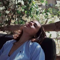 Travel Portrait of Relaxed Young Woman in Fayoum, Egypt