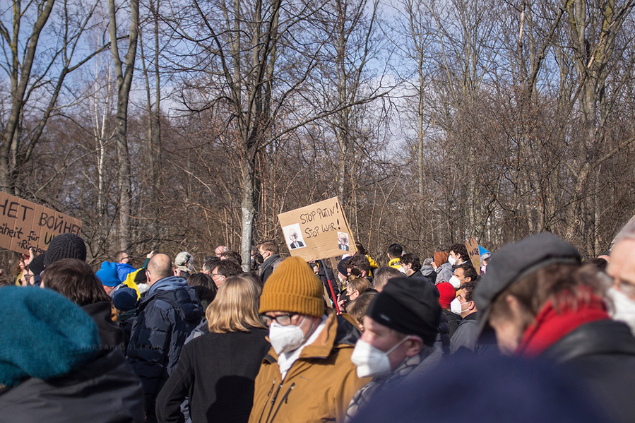 Schild gegen Putin auf der Friedensdemo gegen den Ukraine-Krieg in Berlin am 27.02. 