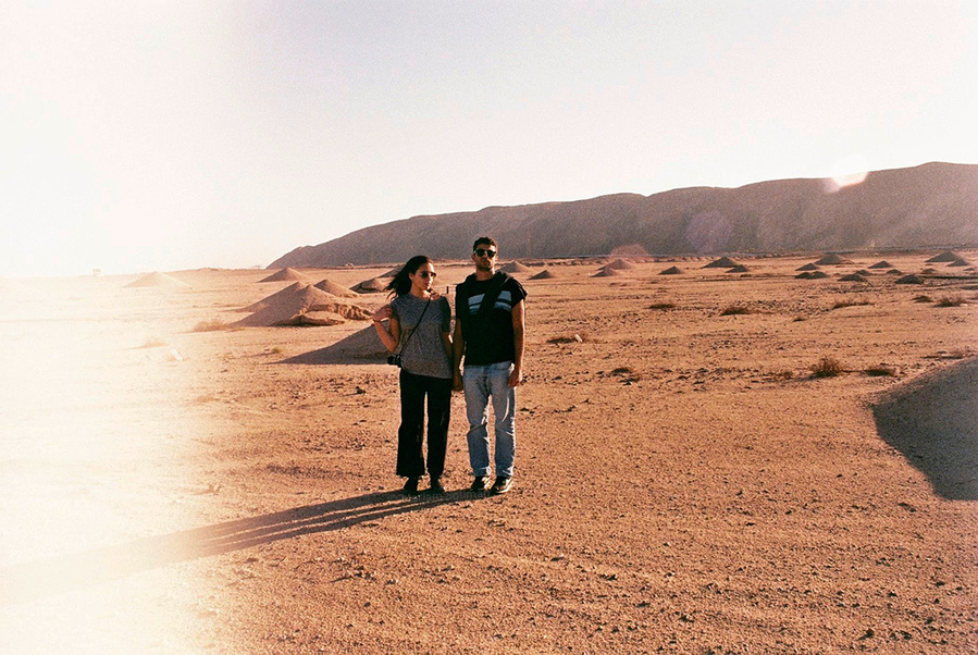 Analog photograph of young couple in the desert