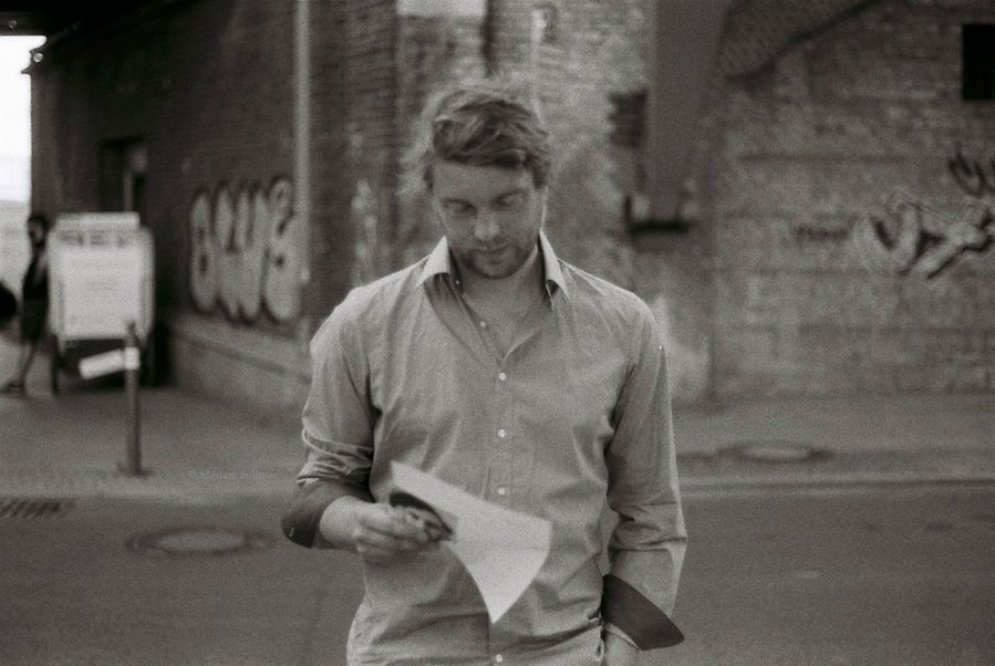 Stylish Black and White Portrait of Man in Annecy in France