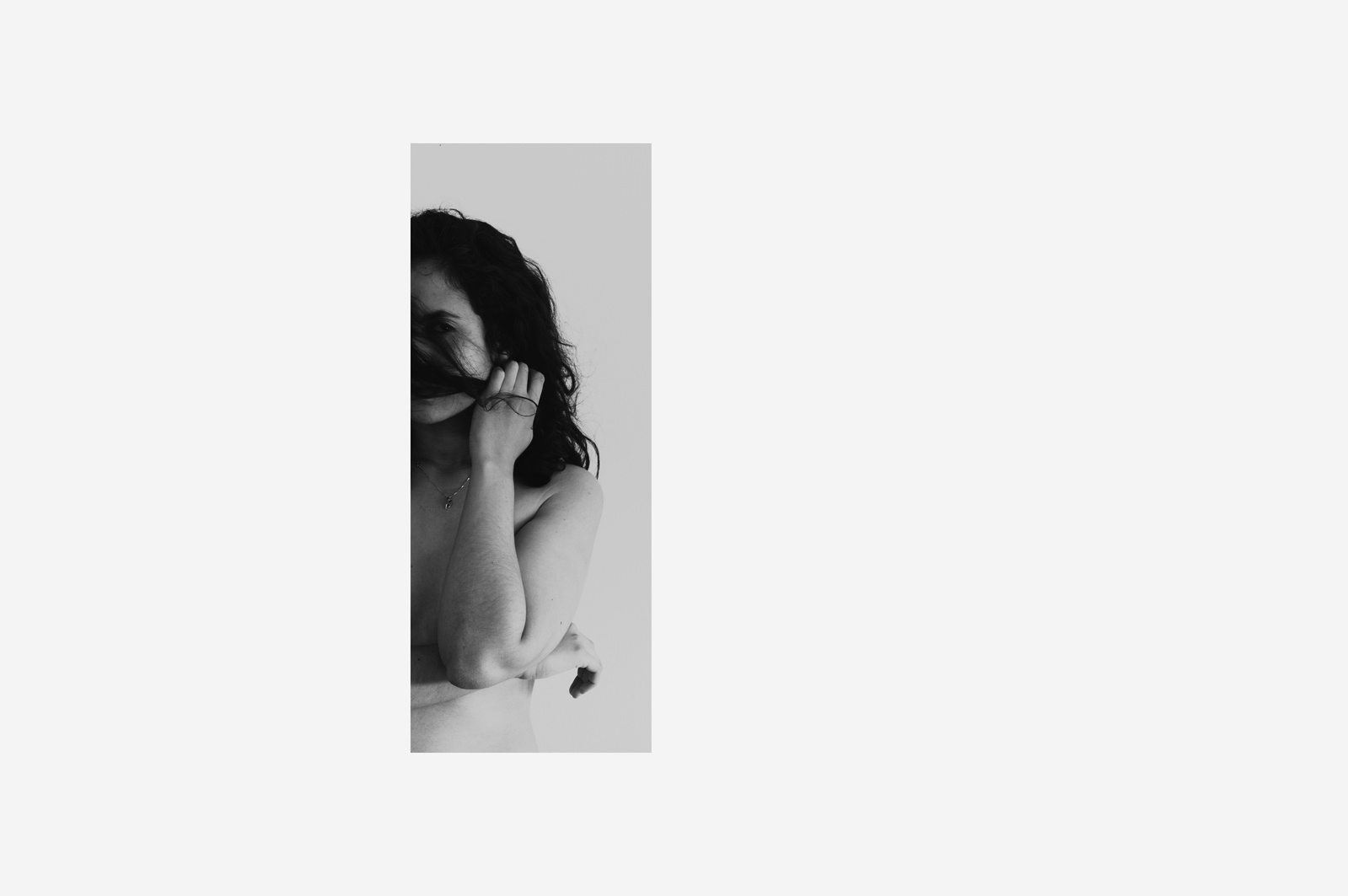 Black and white self portrait of young woman