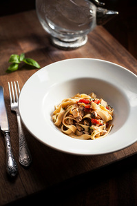 italian pasta on wooden table