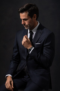 model lookbook mens wear suit black background
