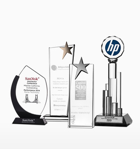 glass awards on white background