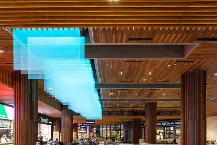 shopping center food court interior colorful glass decoration