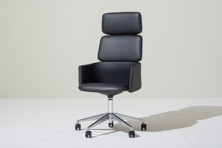 leather office chair on plain background