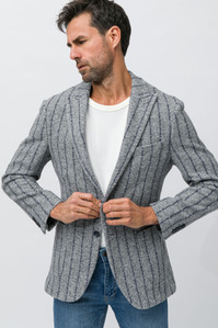 mens&amp;amp;amp;amp;amp;amp;amp;amp;#x27; blue denim white t-shirt and grey jacket on white background