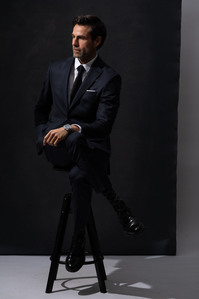 model lookbook mens wear suit black background