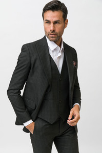 mens' grey suit on model