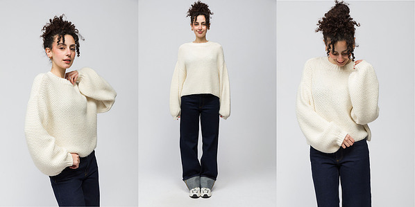 model lookbook womenswear on plain background