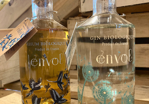 Alcools vivant - Gamme Envol - Logotype - Whisky et Gin issue de l'agriculture biologique - atelier Blanc papier