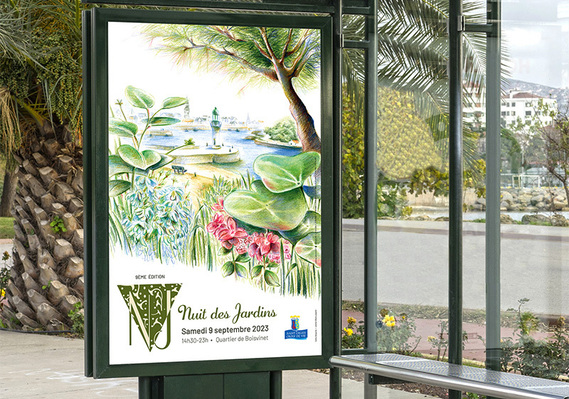Nuit des jardins - Saint-Gilles-Croix-de-Vie - Affiche - Dépliant pocket - Crayons de couleur - Carte d'invitation