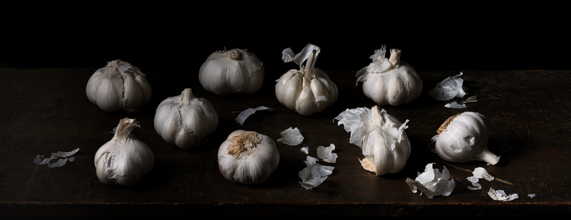 Arrangement of garlic bulbs by Benedict Ramos