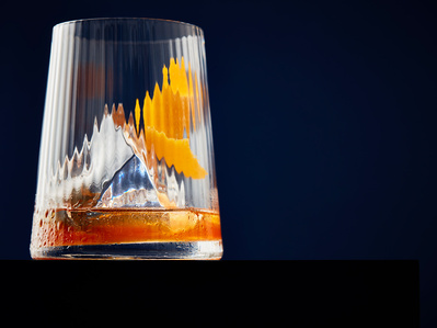 An old fashioned cocktail shot on dark background, perfect for editorial, ad campaigns and restaurant food photography, shot by london food photographer, Sid Ali