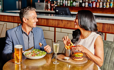 2 people easting lunch shot for the grosvenor casino, perfect for editorial, advertising and restaurant food photography, shot by food photographer, Sid Ali