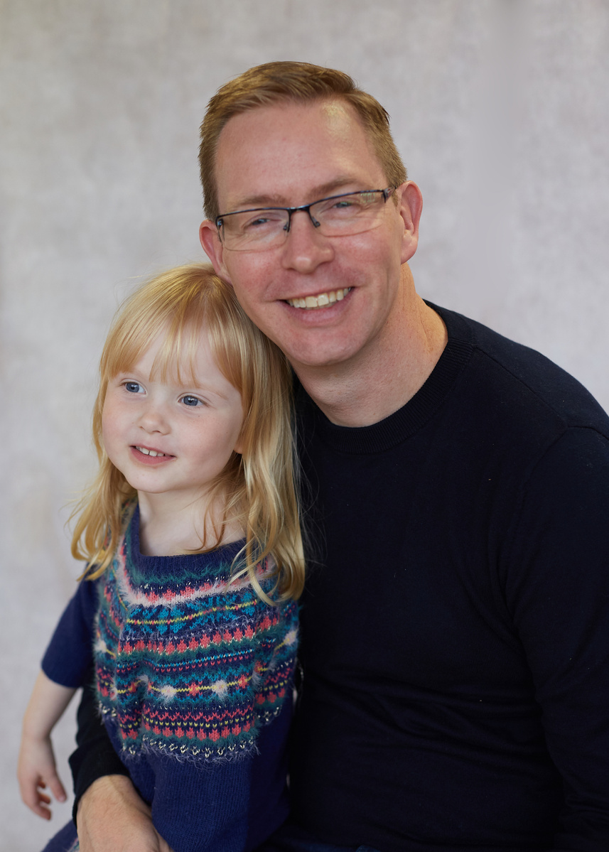 Dad and daughter family photograph in studio