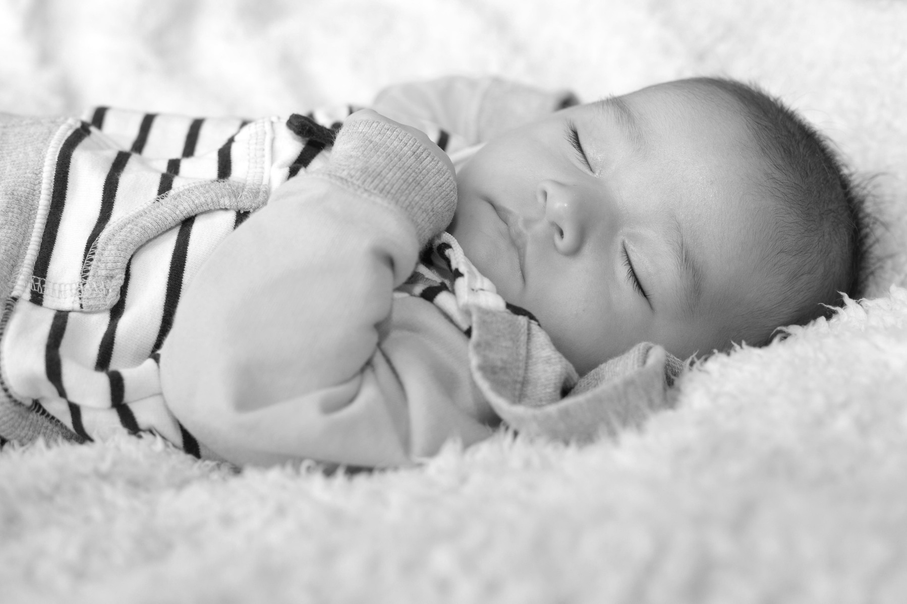 black and white newborn photograph