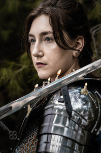 joan of arc style, armor and lit candles, high fashion campaign, surreal photography, dream photography, los angeles portrait photographer, fantasy, dark fantasy, stylized headshots, zandervision zander fieschko sony alpha