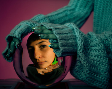 crystal ball magic, storytelling photography, oversize sweater, high fashion campaign, surreal photography, dream photography, los angeles portrait photographer, fantasy, stylized headshots, zandervision zander fieschko sony alpha