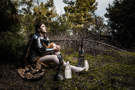 joan of arc style, armor and lit candles, high fashion campaign, surreal photography, dream photography, los angeles portrait photographer, fantasy, dark fantasy, stylized headshots, zandervision zander fieschko sony alpha