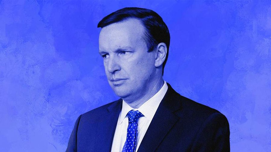  Photo illustration of Chris Murphy over a textured blue-purple background
