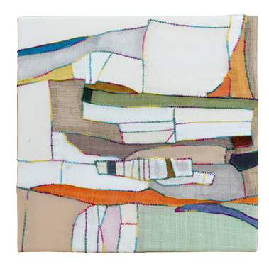 Road: May Painting (2025)
10x10 in. hand-sewn textile on canvas