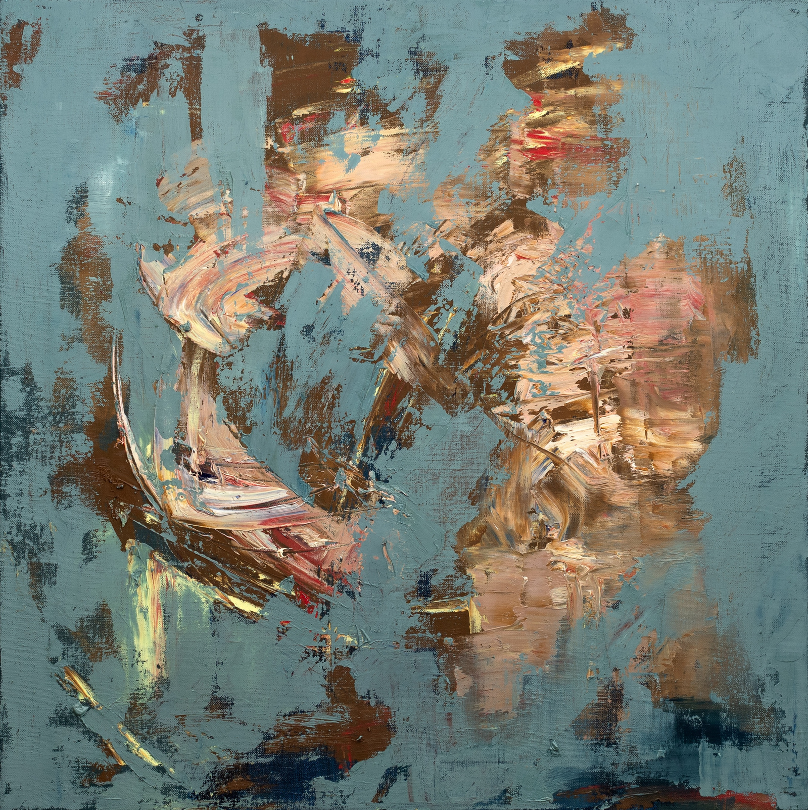 abstract painting body colour covered by bluegray