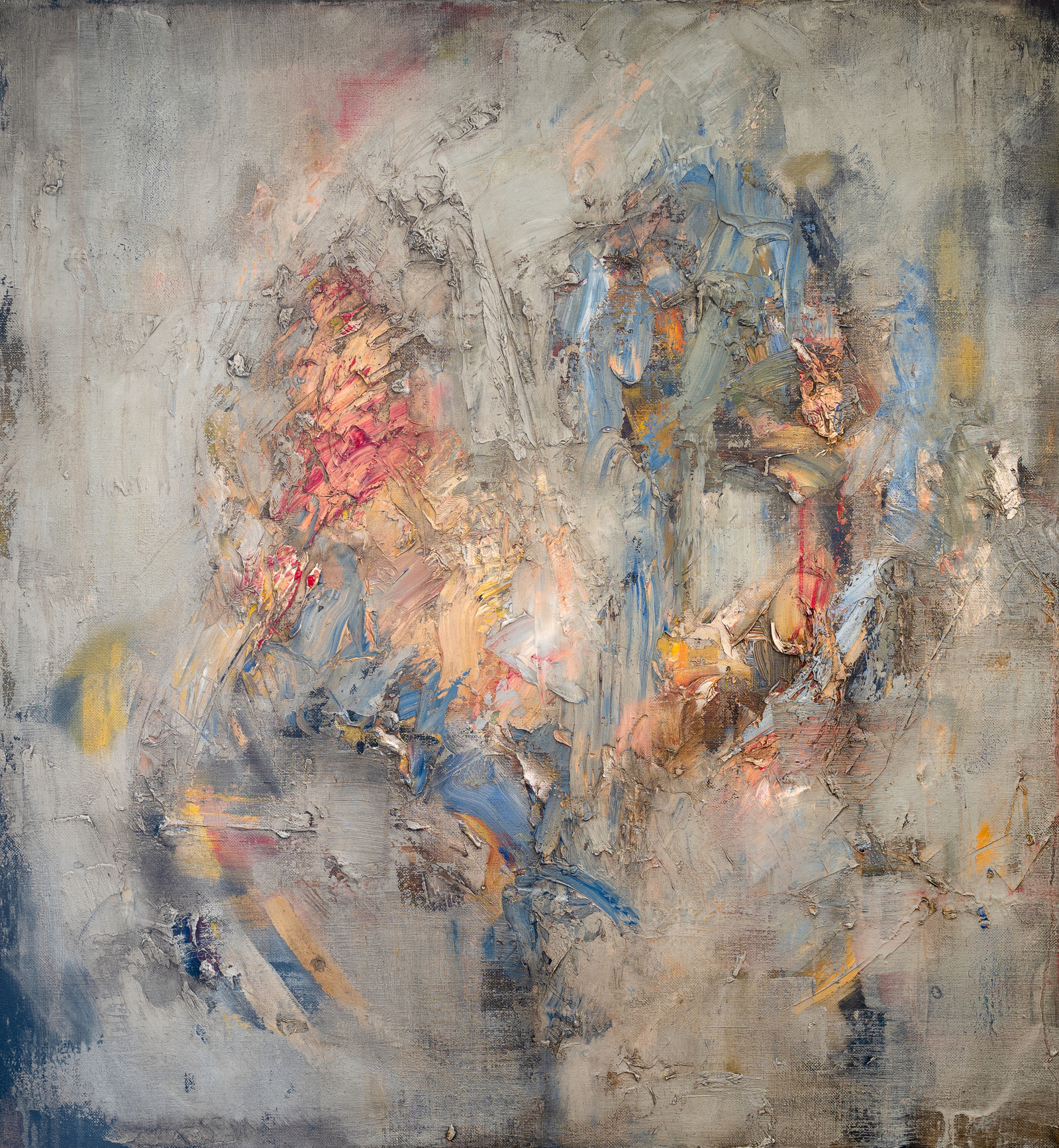 abstract painting, texture, impasto, gray