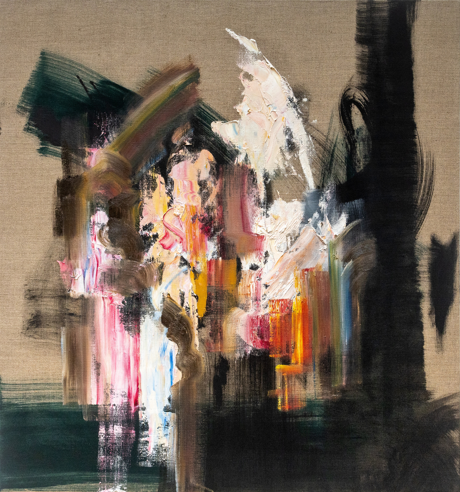 abstract painting, oil on linen, expressionism, linen, oil on linen