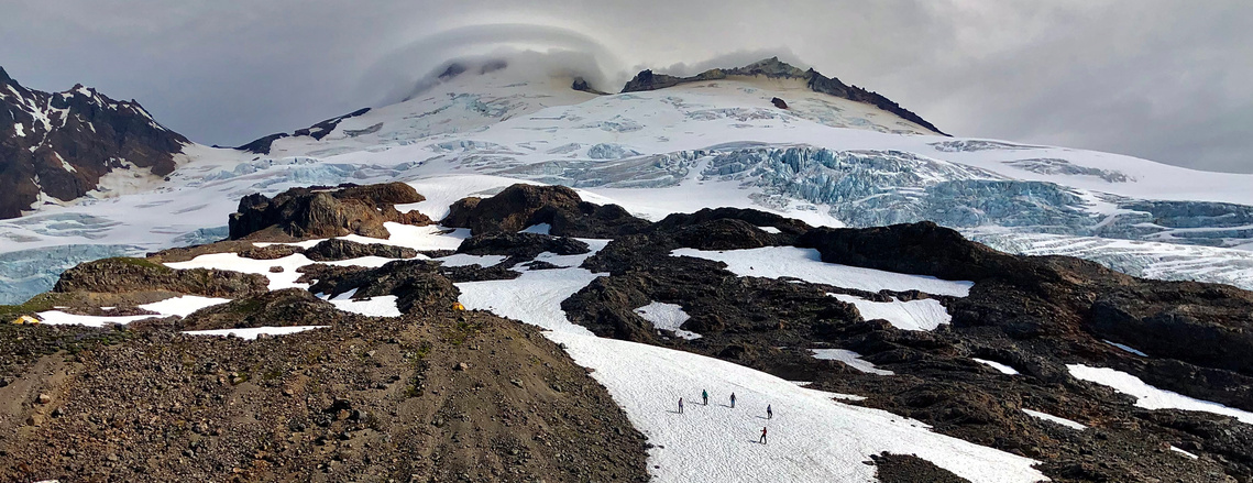 Climbers practice self arrest on Mount Baker.