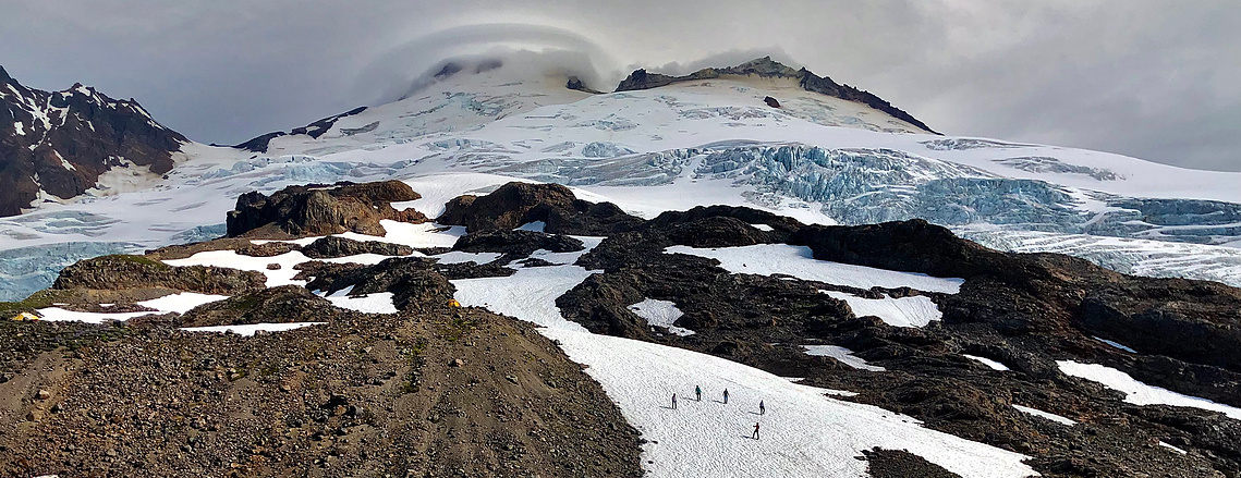 Climbers practice self arrest on Mount Baker.