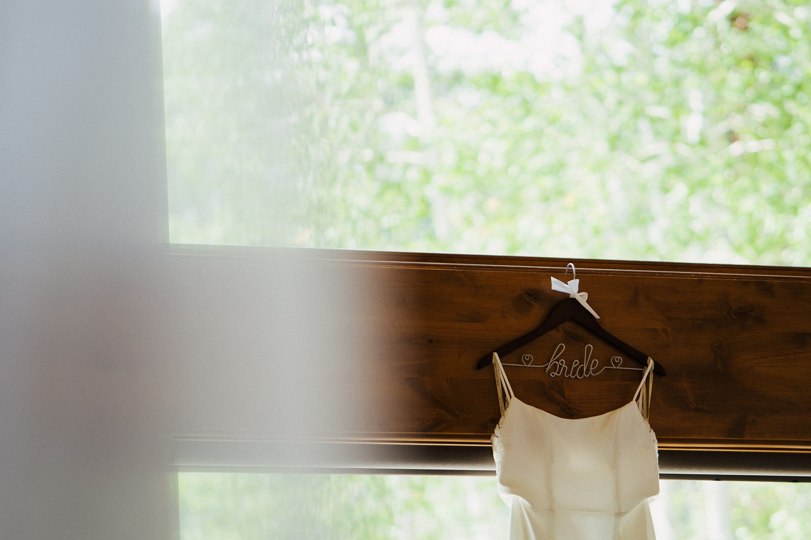 Wedding dress hanging at the Della Terra