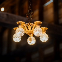 Wedding chandelier detail photographed with the Sony a7III showing low-light image quality for a real-world Sony a7III review.