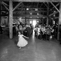 Black-and-white wedding reception dance photographed with the Sony a7III showing low-light performance and documentary coverage.