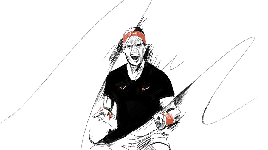 Iveta Karpathyova garcia Nadal rafael rafa animation 20 grand slam roland garros tennis rotoscope rotoscoping traditional hand drawn academy studio illustration art sport athlete sports nike court