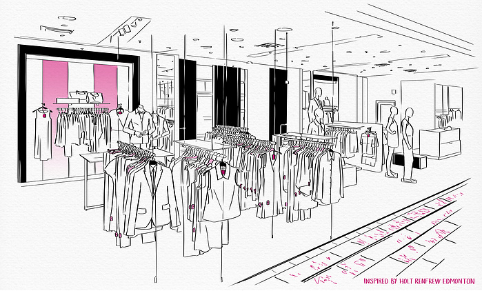 Iveta Karpathyova Ka illustration illustrator holt rrenfrew art artwork visual merchandising manual interior architecture interiors HR Canadian