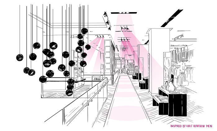 Iveta Karpathyova Ka illustration illustrator holt rrenfrew art artwork visual merchandising manual interior architecture interiors HR Canadian