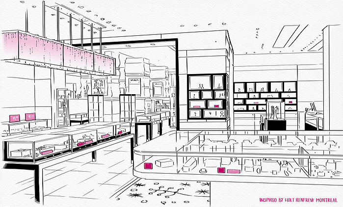 Iveta Karpathyova Ka illustration illustrator holt rrenfrew art artwork visual merchandising manual interior architecture interiors HR Canadian
