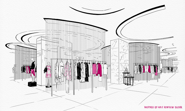 Iveta Karpathyova Ka illustration illustrator holt rrenfrew art artwork visual merchandising manual interior architecture interiors HR Canadian