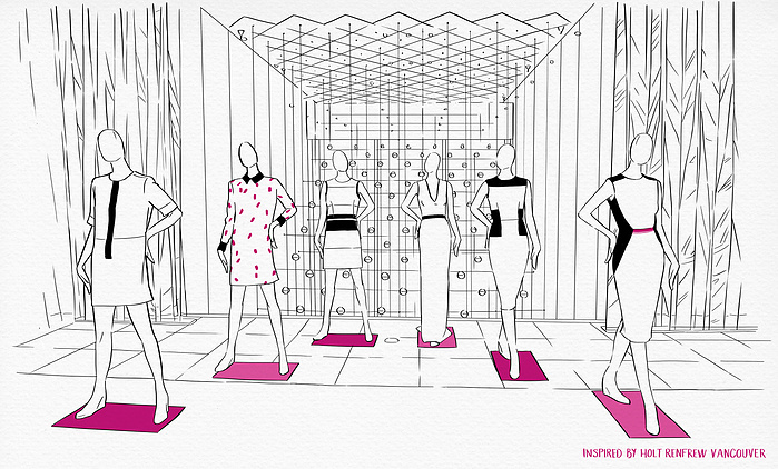 Iveta Karpathyova Ka illustration illustrator holt rrenfrew art artwork visual merchandising manual interior architecture interiors HR Canadian