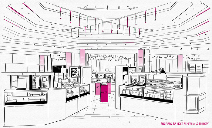 Iveta Karpathyova Ka illustration illustrator holt rrenfrew art artwork visual merchandising manual interior architecture interiors HR Canadian