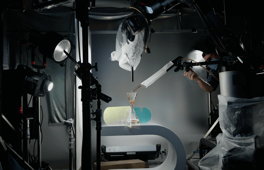 Avion Tequila campaign  slow motion cinematography video and beverage tabletop production by director Timothy Hogan in studio, Los Angeles
